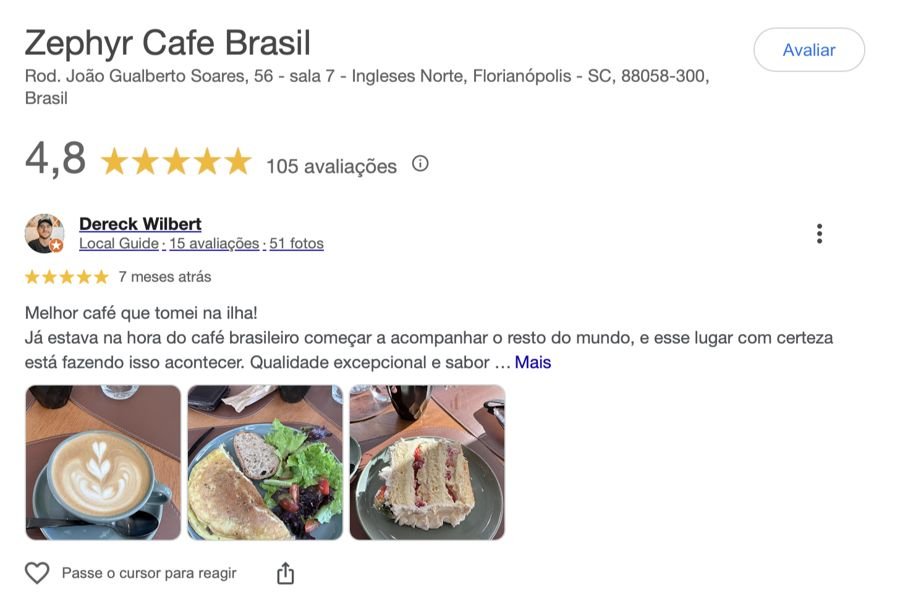 Avaliação do Zephýr Café