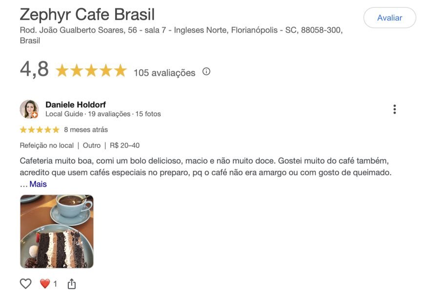 Avaliação do Zephýr Café
